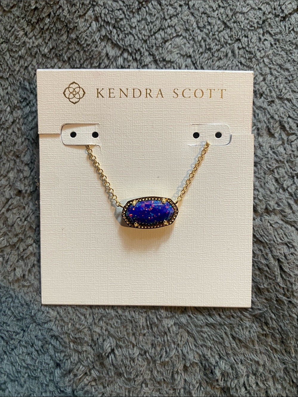 BNWT Kendra Scott Elisa Gold Necklace in Indigo Kyocera Opal $125